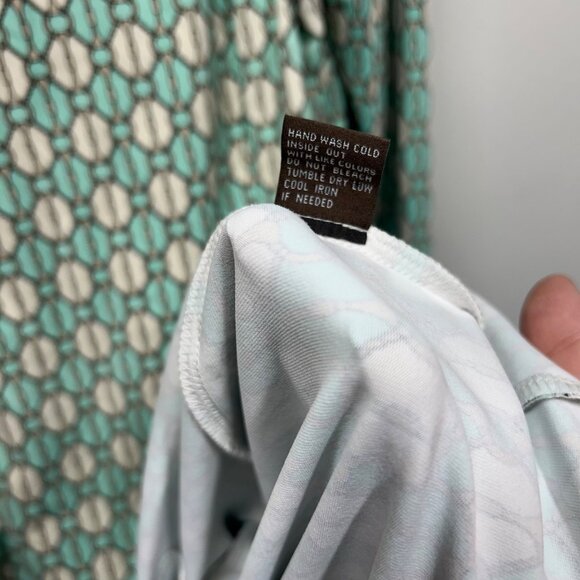 J. McLaughlin Green & Beige Chain Print Dress With Pockets Nylon/Spandex L - Picture 8 of 9